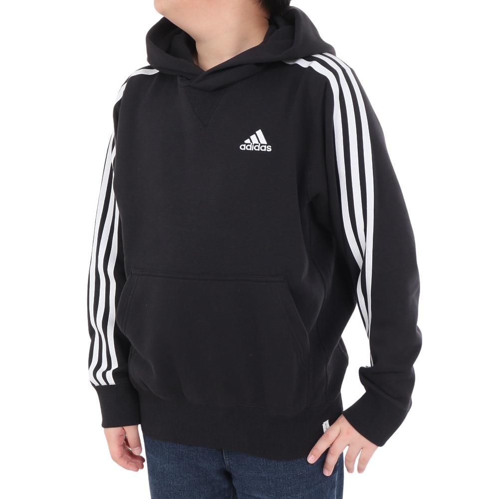 アディダス（adidas）（キッズ）ジュニア エッセンシャルズ プラス スリーストライプス フレンチテリー プルオーバーパーカー KWF39-JE1749