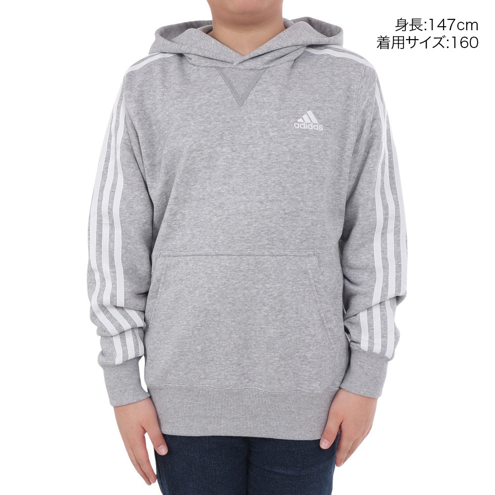 アディダス（adidas）（キッズ）ジュニア エッセンシャルズ プラス スリーストライプス フレンチテリー プルオーバーパーカー KWF39-JE1751