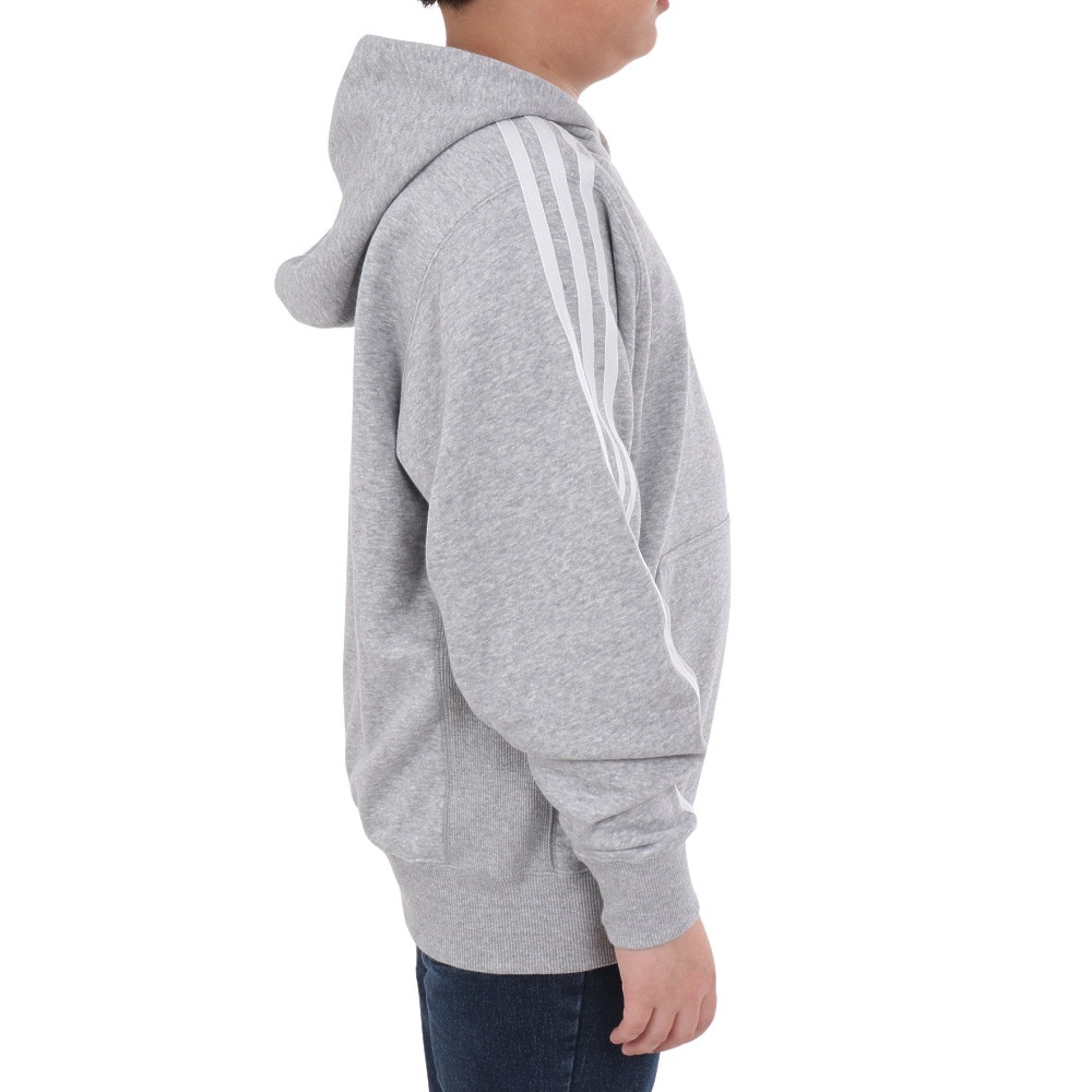 アディダス（adidas）（キッズ）ジュニア エッセンシャルズ プラス スリーストライプス フレンチテリー プルオーバーパーカー KWF39-JE1751