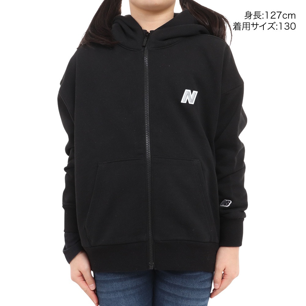 ニューバランス（new balance）（キッズ）パーカー キッズ ヘビーウェイトフルジップフーディ ABT35150BK