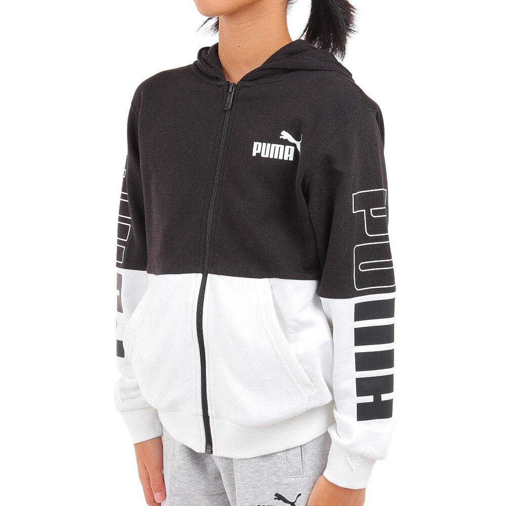 プーマ（PUMA）（キッズ）ジャージ キッズ ボーイズ POWER カラーブロック フーデッド 678571 01 BKWT