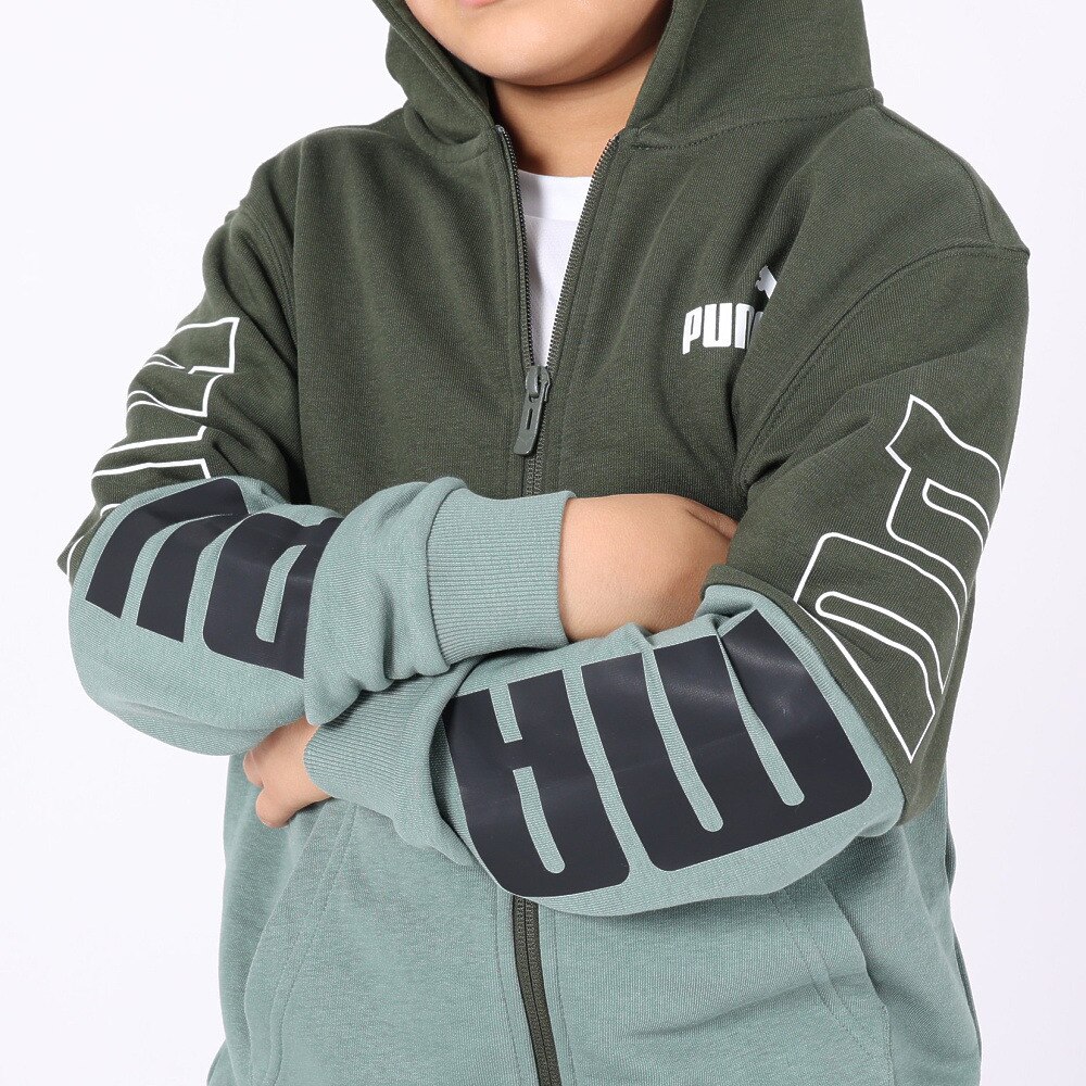 プーマ（PUMA）（キッズ）ジャージ キッズ ボーイズ POWER カラーブロック フーデッド 678571 31 GRN