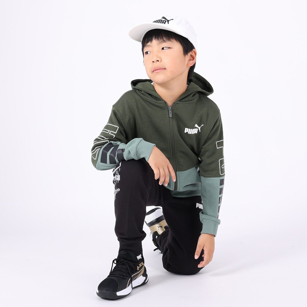 プーマ（PUMA）（キッズ）ジャージ キッズ ボーイズ POWER カラーブロック フーデッド 678571 31 GRN