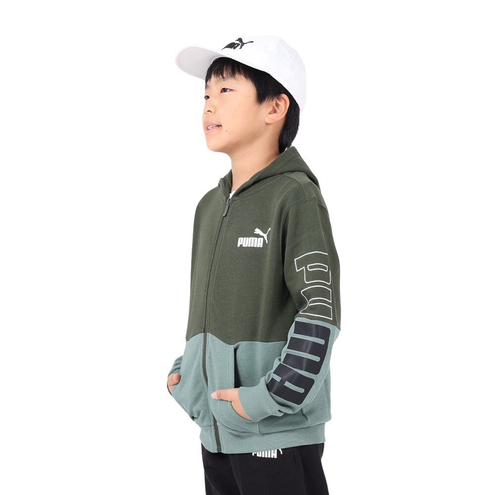 プーマ（PUMA）（キッズ）ジャージ キッズ ボーイズ POWER カラーブロック フーデッド 678571 31 GRN