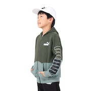 プーマ(PUMA)(キッズ)ジャージ キッズ ボーイズ POWER カラーブロック フーデッド 678571 31 GRN