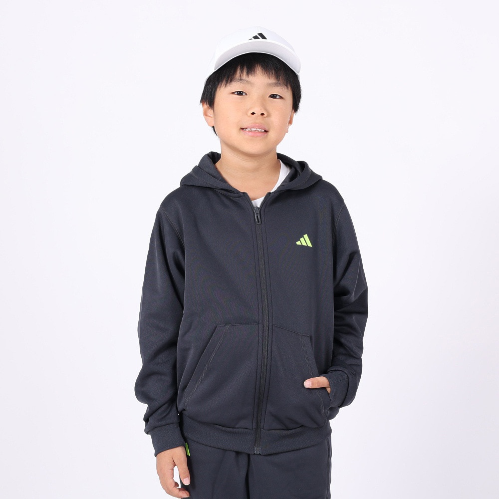 アディダス（キッズ）ジュニア トレーニング エッセンシャルズ ロゴ ウォーム ルーズフィット フルジップパーカー IKS28-IK4642