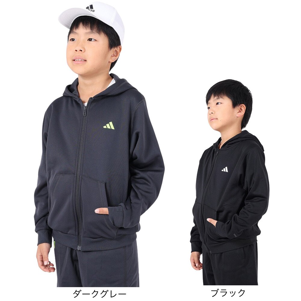 アディダス（キッズ）ジュニア トレーニング エッセンシャルズ ロゴ ウォーム ルーズフィット フルジップパーカー IKS28-IK4642