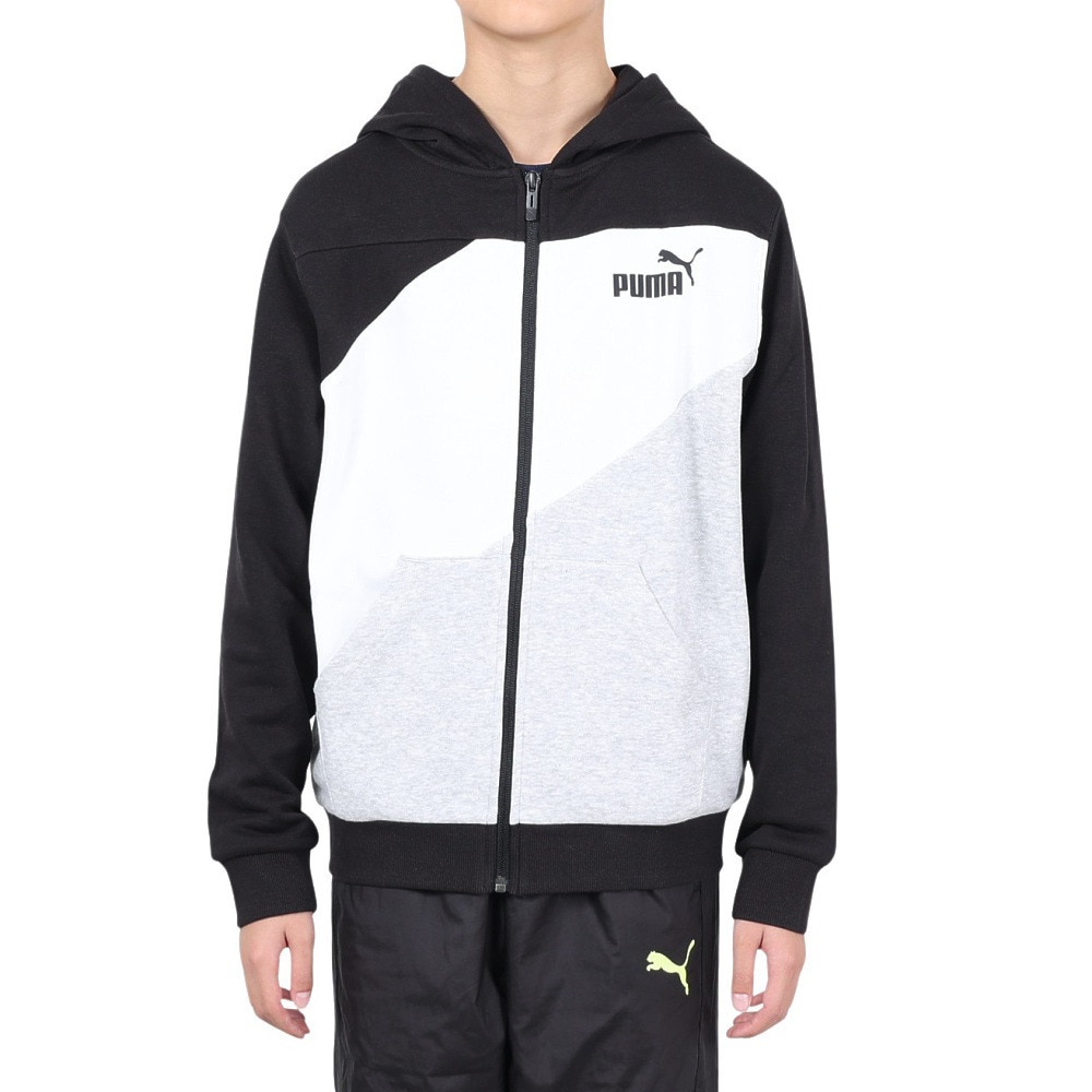 プーマ（PUMA）（キッズ）ジュニア PUMA POWER カラーブロック フルジップフーデッドジャケット 681395 01 BLK