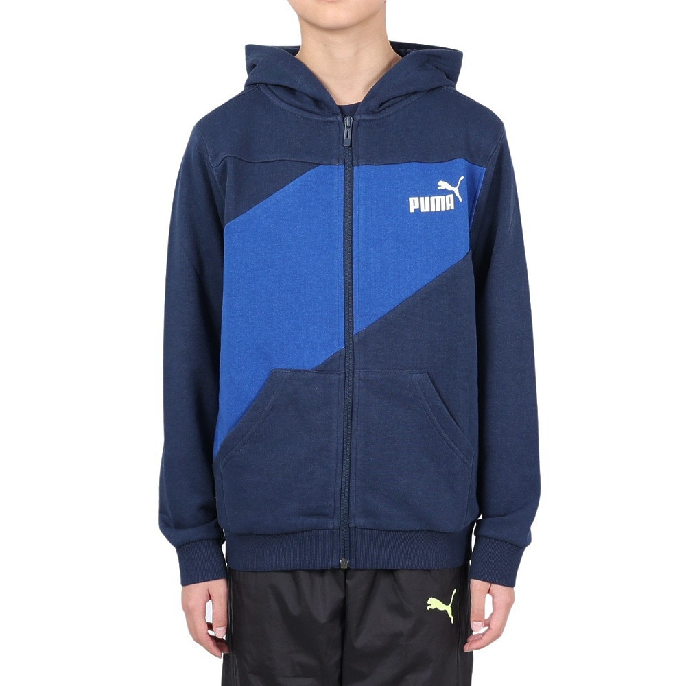 プーマ（PUMA）（キッズ）ジュニア PUMA POWER カラーブロック フルジップフーデッドジャケット 681395 14 NVY