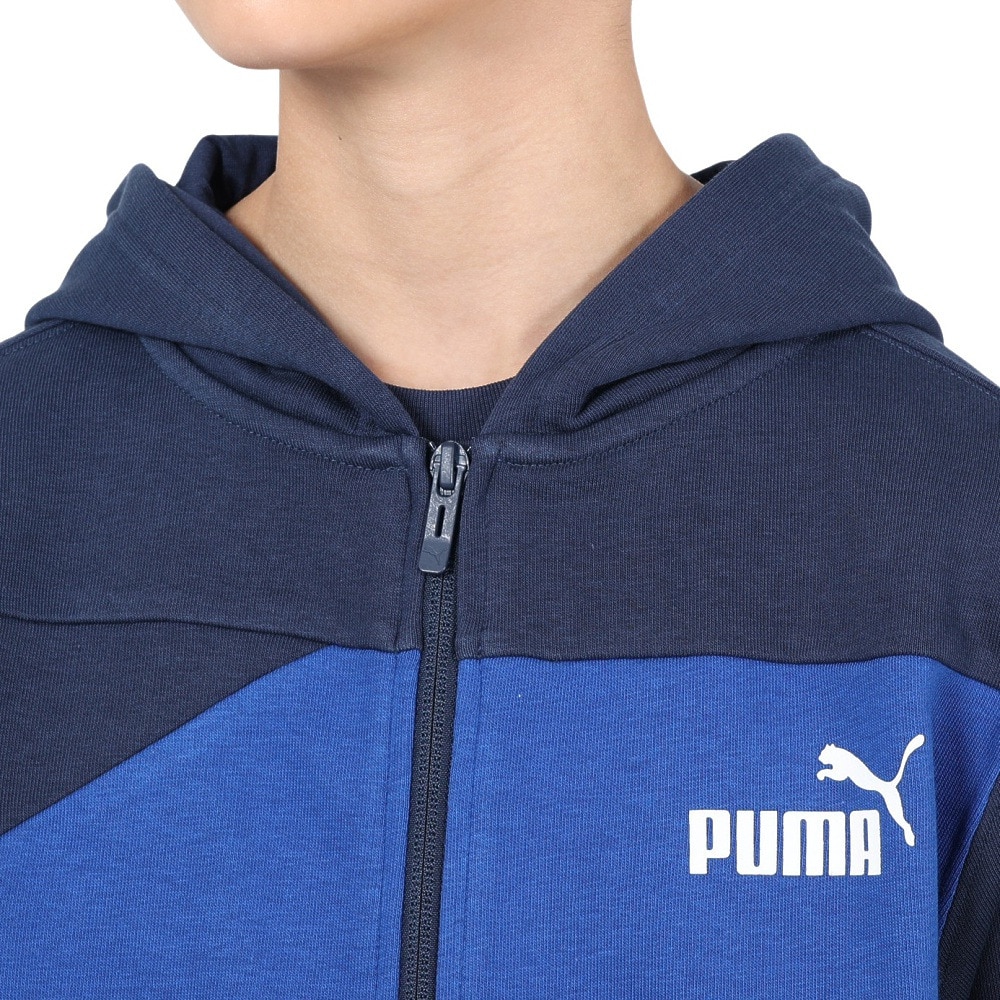 プーマ（PUMA）（キッズ）ジュニア PUMA POWER カラーブロック フルジップフーデッドジャケット 681395 14 NVY