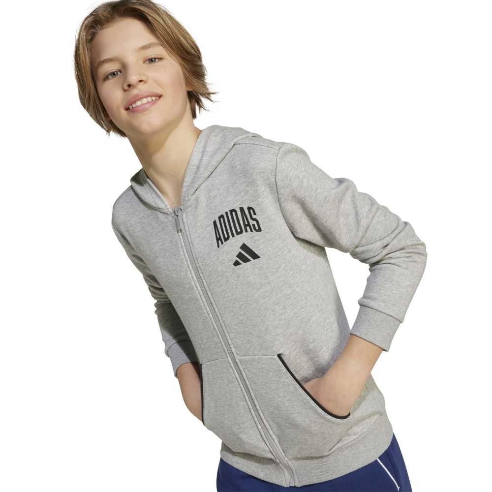 アディダス（adidas）（キッズ）キッズ シーズナル エッセンシャルズ カレッジ タイポグラフィ フルジップ パーカー KLH29-JW2388