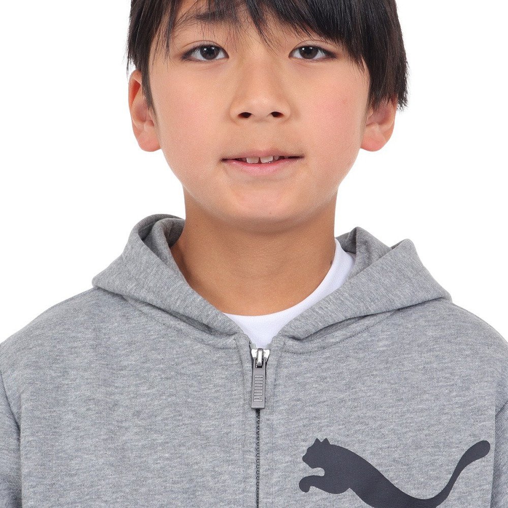 プーマ（PUMA）（キッズ）パーカー スウェット ESS ビッグロゴ フーデッドジャケット 848437 03 MGRY