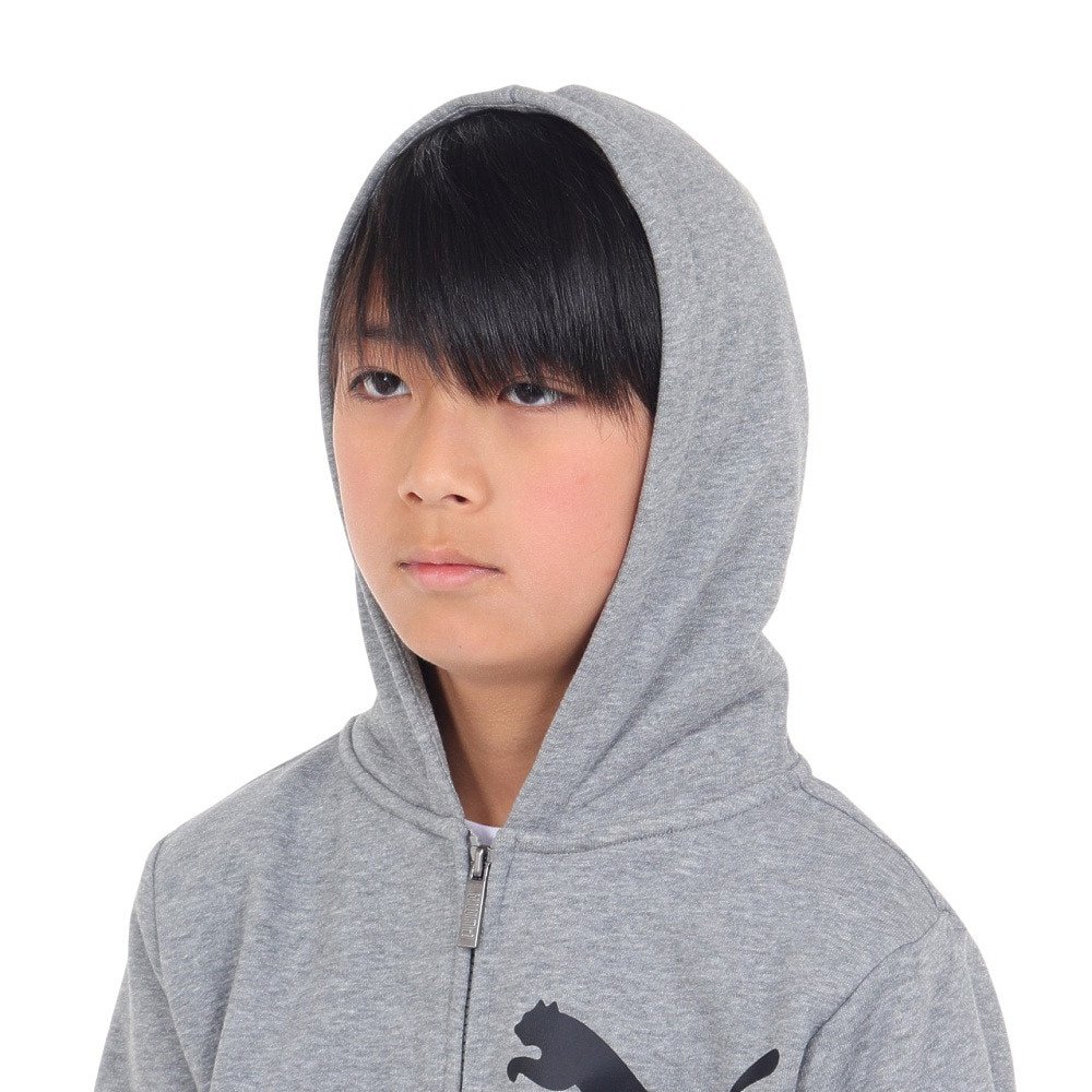 プーマ（PUMA）（キッズ）パーカー スウェット ESS ビッグロゴ フーデッドジャケット 848437 03 MGRY