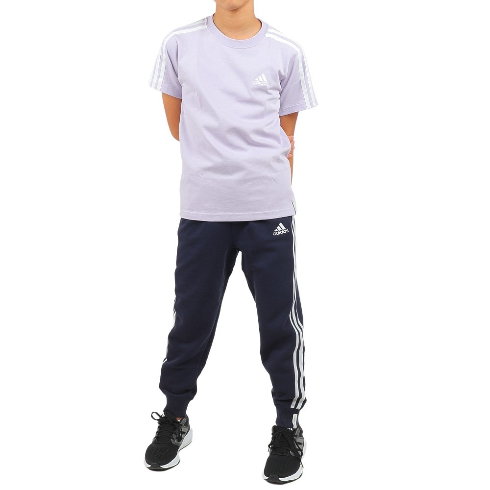 アディダス（adidas）（キッズ）ジュニア エッセンシャルズ プラス スリーストライプス フレンチテリー カフパンツ KWF32-JE1708
