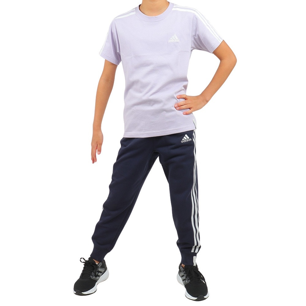 アディダス（adidas）（キッズ）ジュニア エッセンシャルズ プラス スリーストライプス フレンチテリー カフパンツ KWF32-JE1708