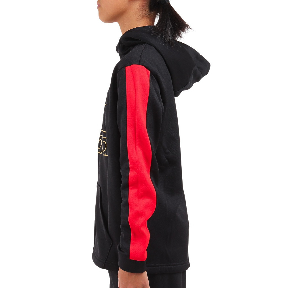 アディダス（adidas）（キッズ）ジャケット フリース 裏起毛 ブラック ポリエステル ニットジャケット フーディ Q3688-HM9593 
