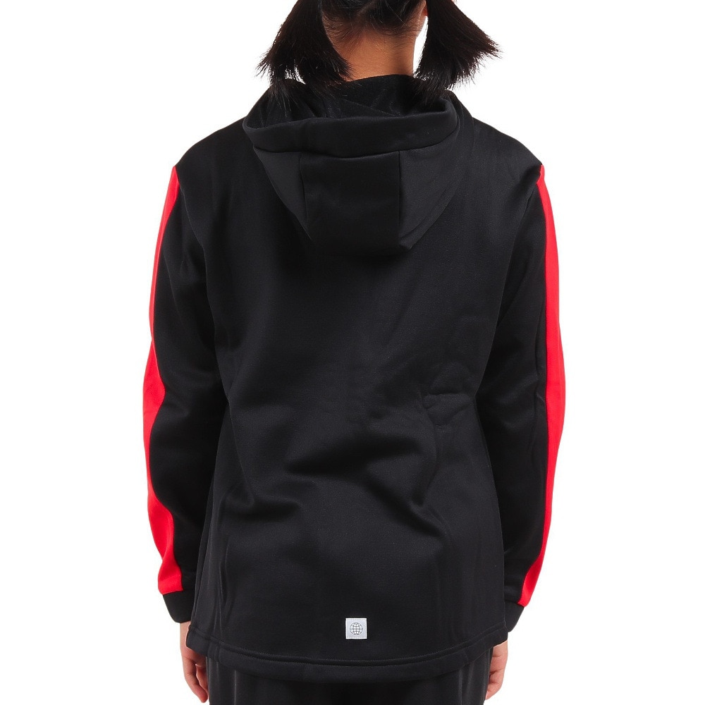 アディダス（adidas）（キッズ）ジャケット フリース 裏起毛 ブラック ポリエステル ニットジャケット フーディ Q3688-HM9593 