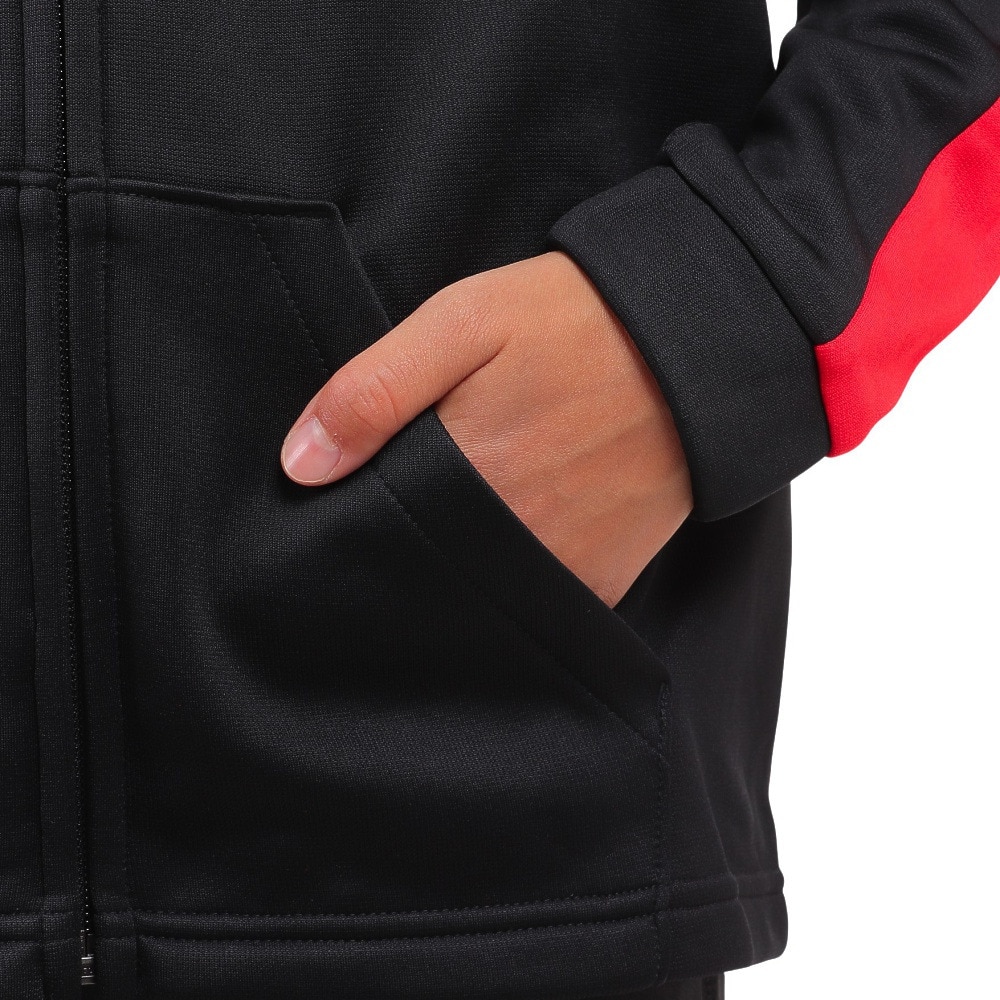 アディダス（adidas）（キッズ）ジャケット フリース 裏起毛 ブラック ポリエステル ニットジャケット フーディ Q3688-HM9593 