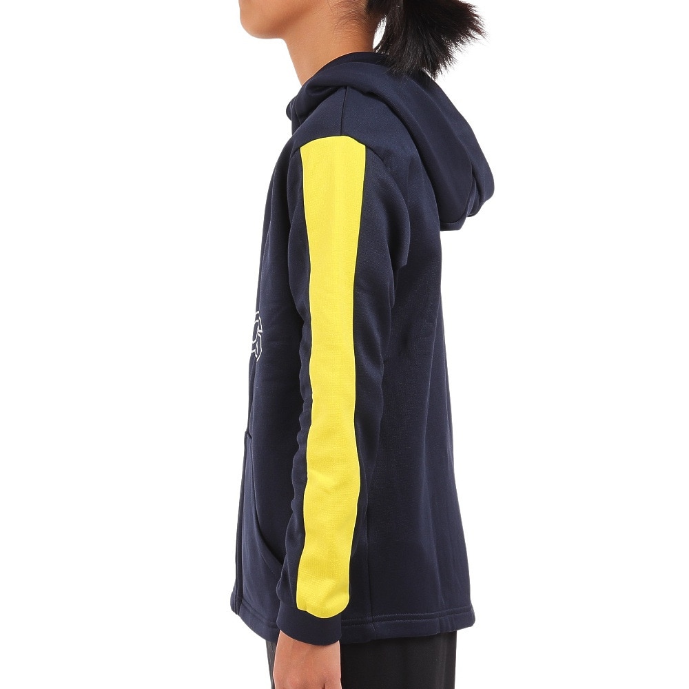 アディダス（adidas）（キッズ）ジャケット フリース 裏起毛 ネイビー ポリエステル ニットジャケット フーディ Q3688-HM9595