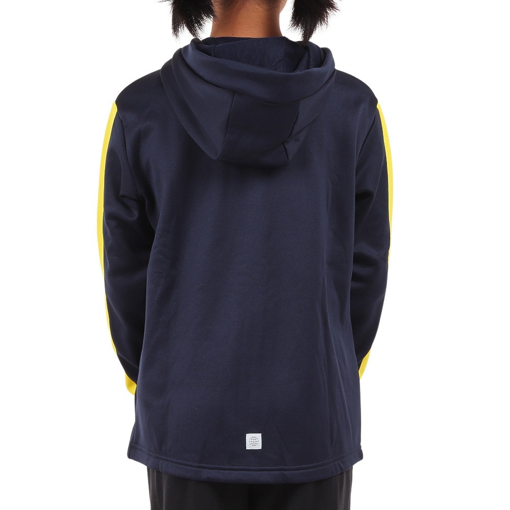 アディダス（adidas）（キッズ）ジャケット フリース 裏起毛 ネイビー ポリエステル ニットジャケット フーディ Q3688-HM9595