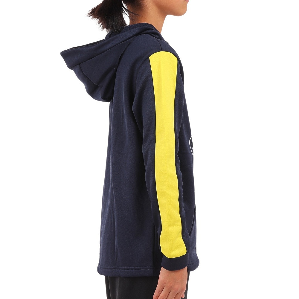 アディダス（adidas）（キッズ）ジャケット フリース 裏起毛 ネイビー ポリエステル ニットジャケット フーディ Q3688-HM9595
