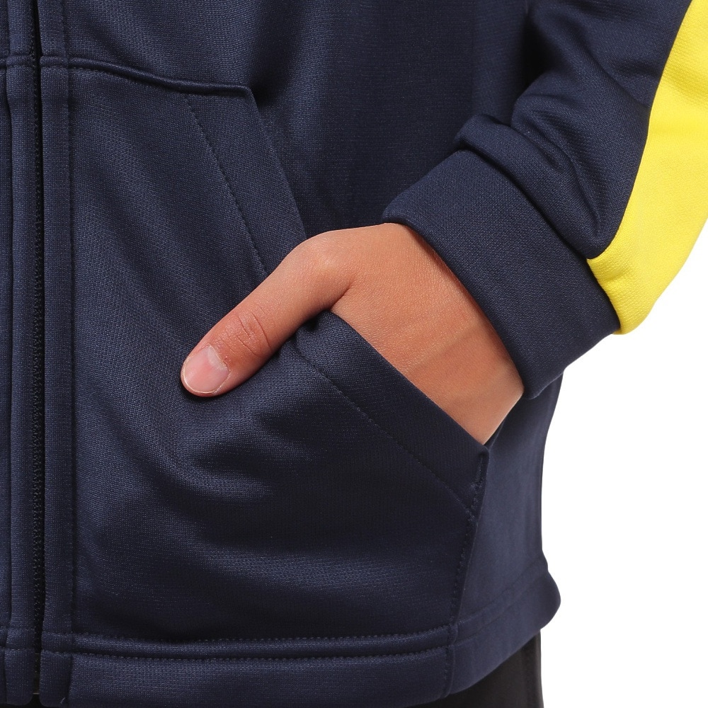 アディダス（adidas）（キッズ）ジャケット フリース 裏起毛 ネイビー ポリエステル ニットジャケット フーディ Q3688-HM9595