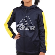 アディダス（adidas）（キッズ）ジャケット フリース 裏起毛 ネイビー ポリエステル ニットジャケット フーディ Q3688-HM9595