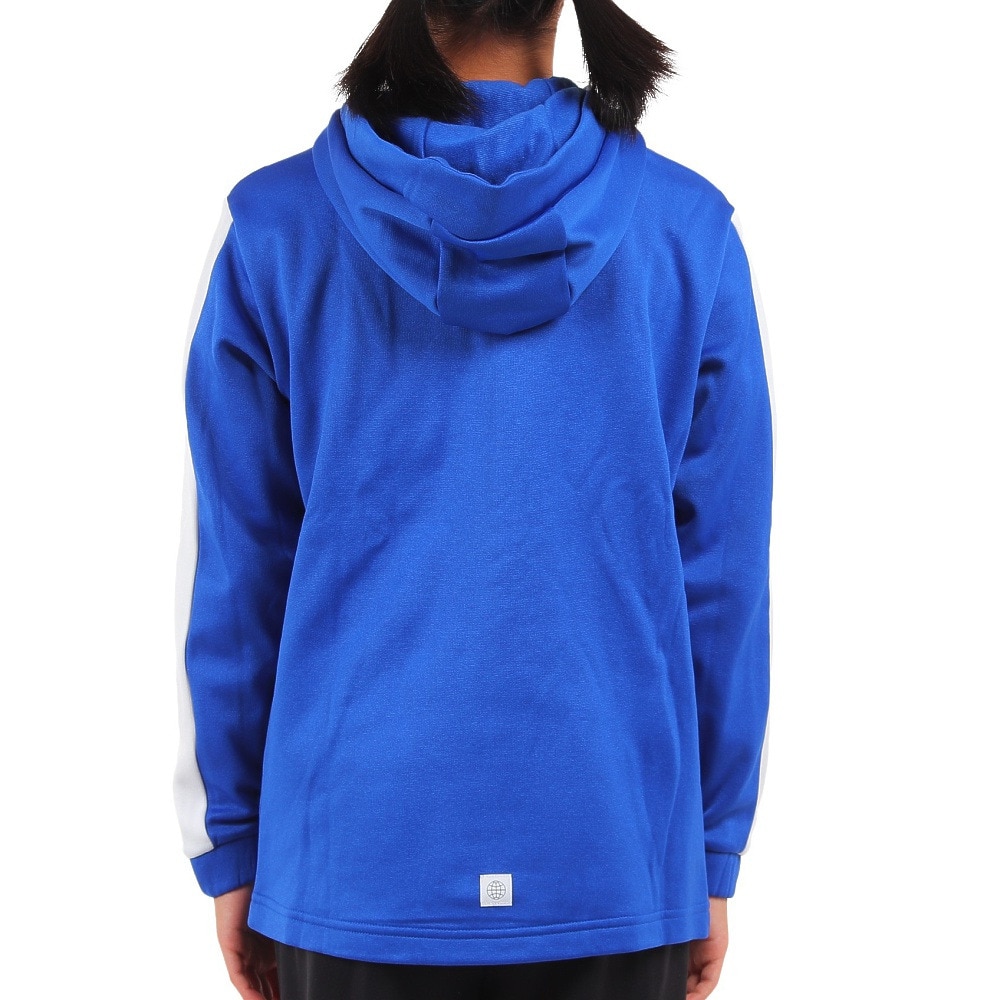 アディダス（adidas）（キッズ）ポリエステル ニットジャケット フーディ Q3688-HM9596 ブルー×ホワイト