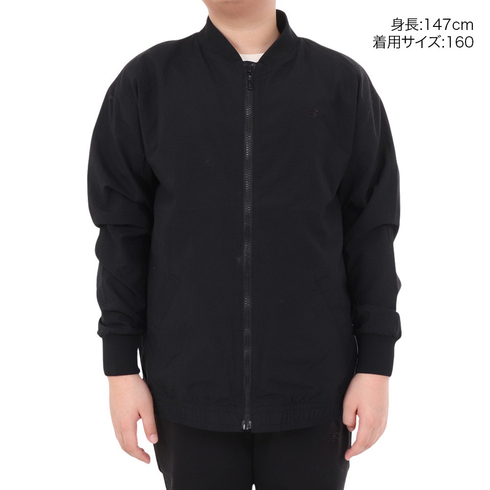 ニューバランス（new balance）（キッズ）ボンバージャケット 裏なし ロゴ ABJ45056BK