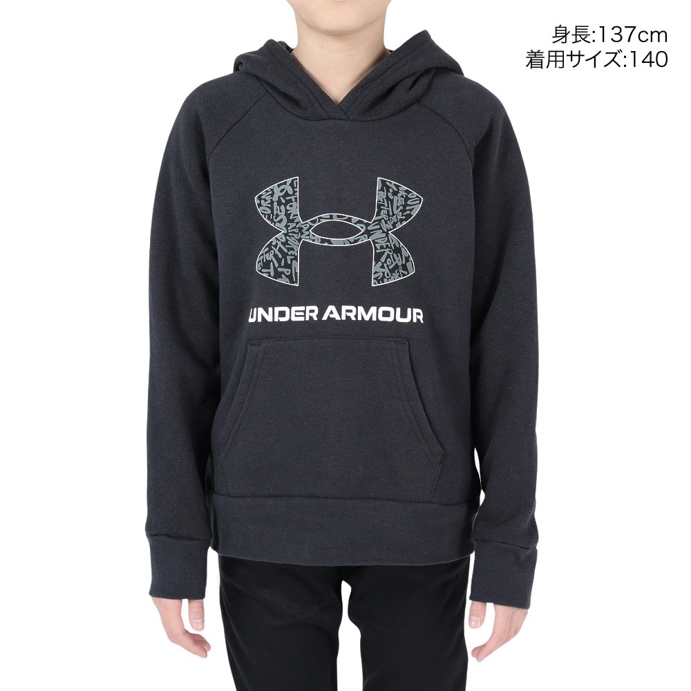 アンダーアーマー（UNDER ARMOUR）（キッズ）ジュニア ライバルフリース ビックロゴプリント フィル フーディー 1381678 001