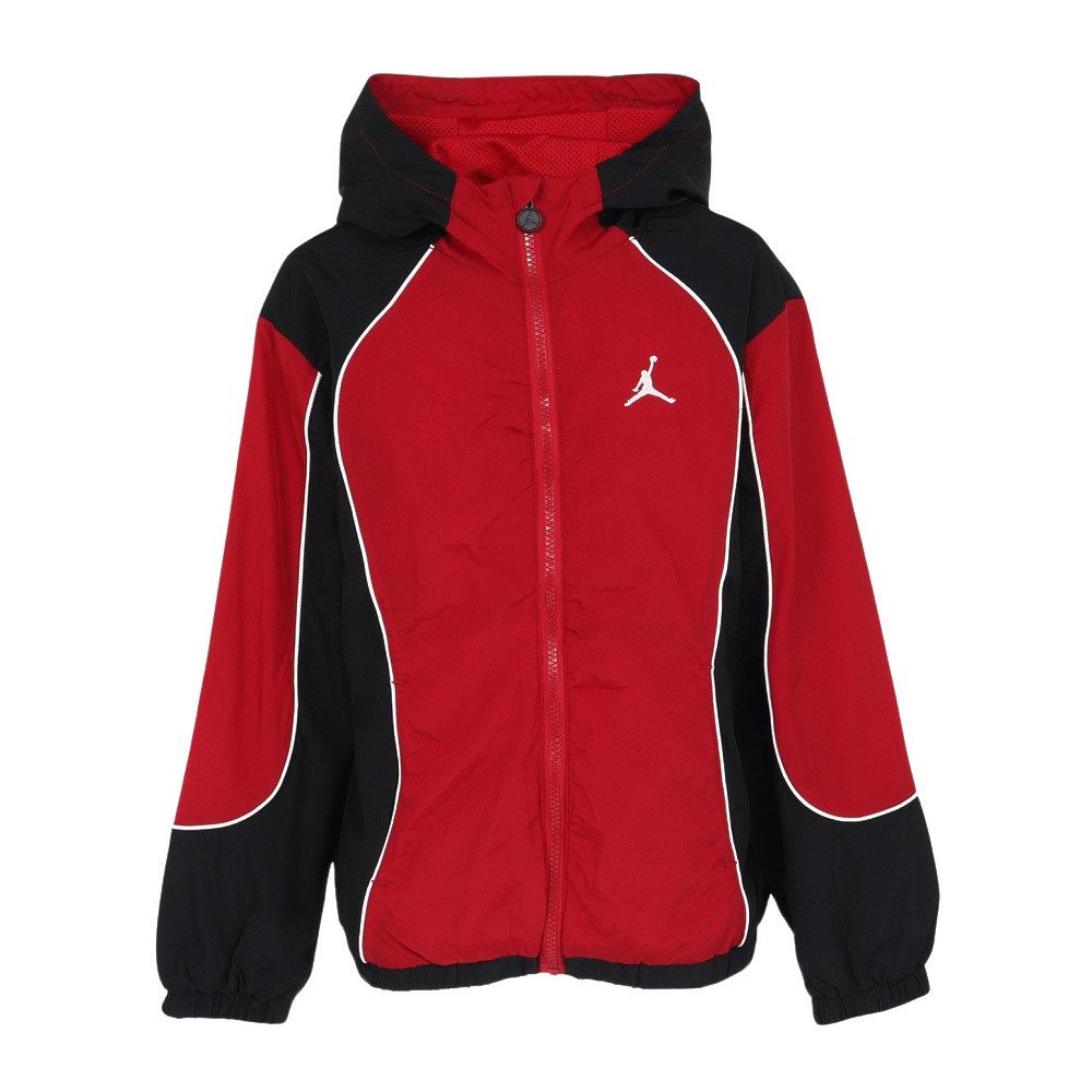 130cm 子供服　フリースジャケット ジョーダン シェルパ ジャケット　赤　黒 ジョーダン（JORDAN）（キッズ）カラー ブロック ウィンド ジャケット