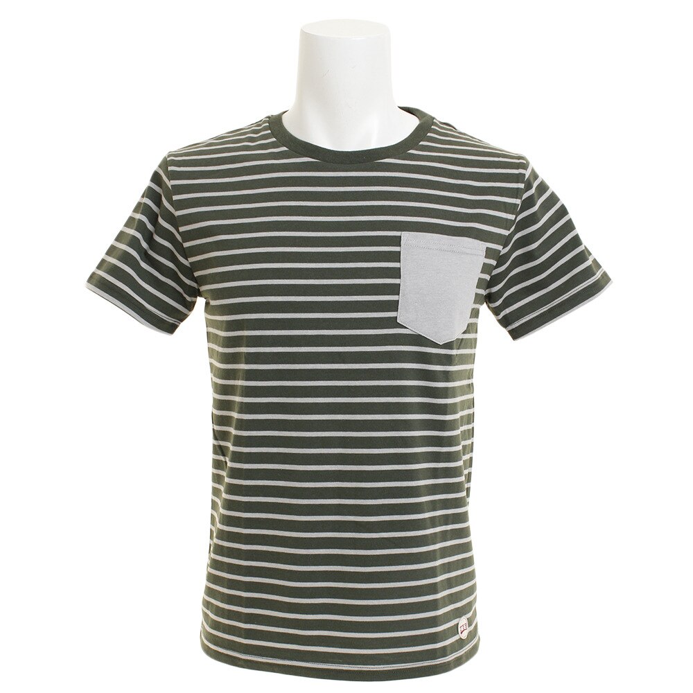  【多少の傷汚れありの為大奉仕】Tシャツ メンズ ボーダー 半袖Tシャツ TBODR-18SRL KHK オンライン価格