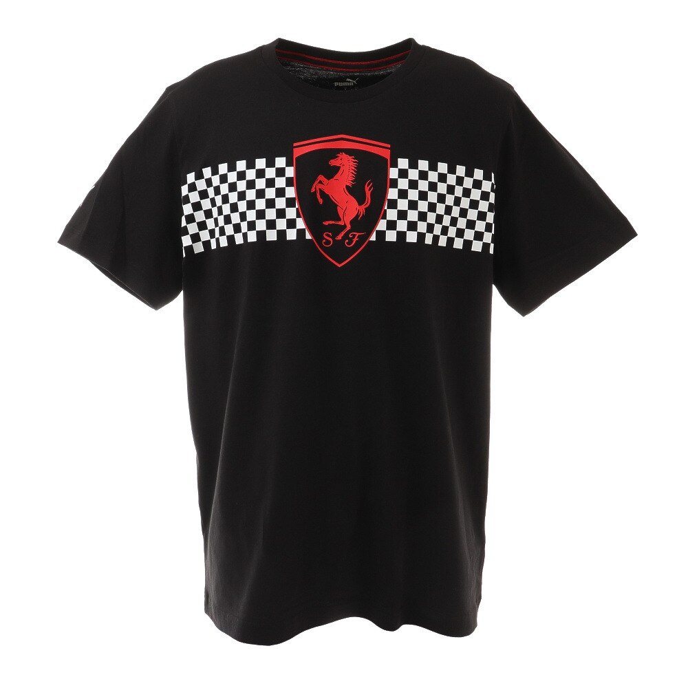  フェラーリ レース チェッカーフラッグ Tシャツ 599848 01 BLK