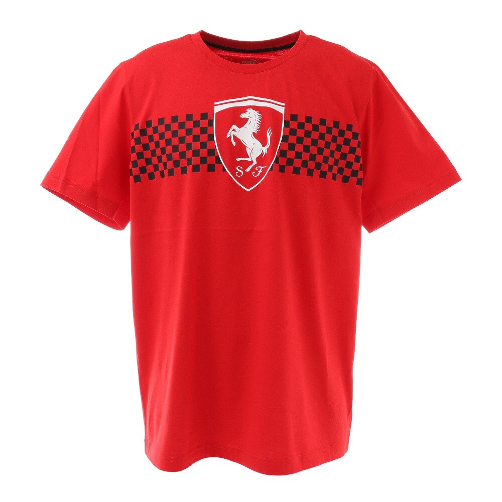  フェラーリ レース チェッカーフラッグ Tシャツ 599848 02 RED