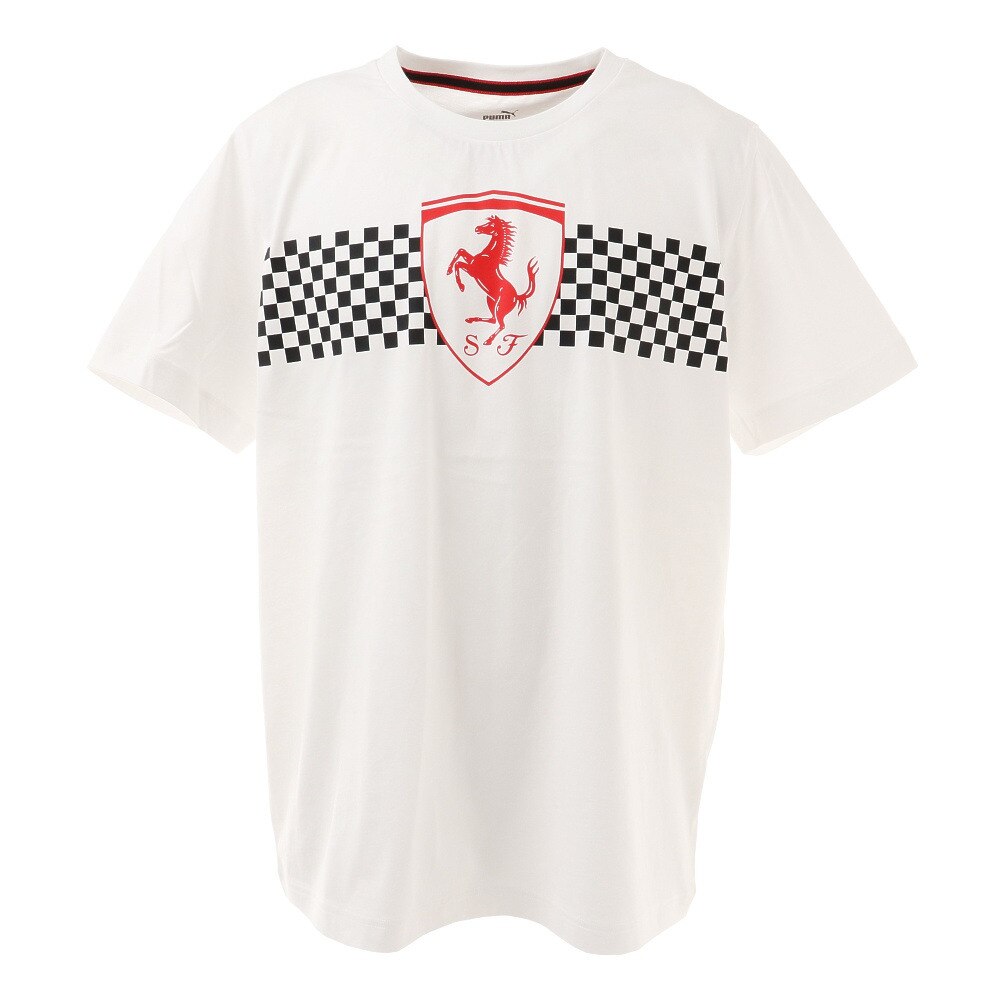  フェラーリ レース チェッカーフラッグ Tシャツ 599848 05 WHT