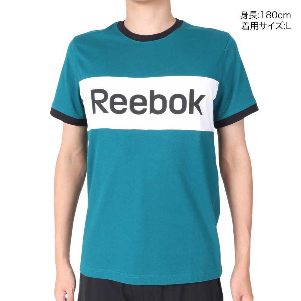 リーボック（REEBOK）（メンズ）Tシャツ メンズ 半袖 トレーニング エッセンシャルズ リニア ロゴ GLT76-FK6123 グリーン