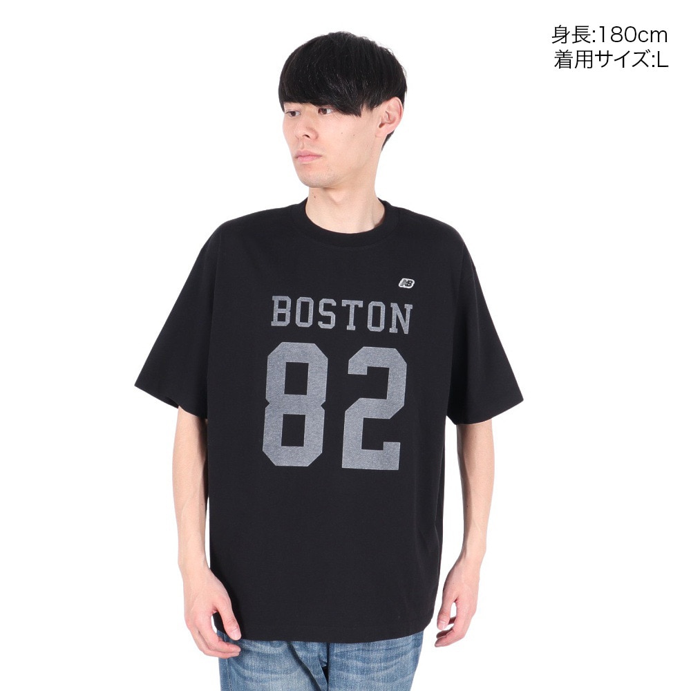 ニューバランス（new balance）（メンズ）半袖Tシャツ メンズ 黒  900 ボストン82 ロゴプリント AMT25066BK