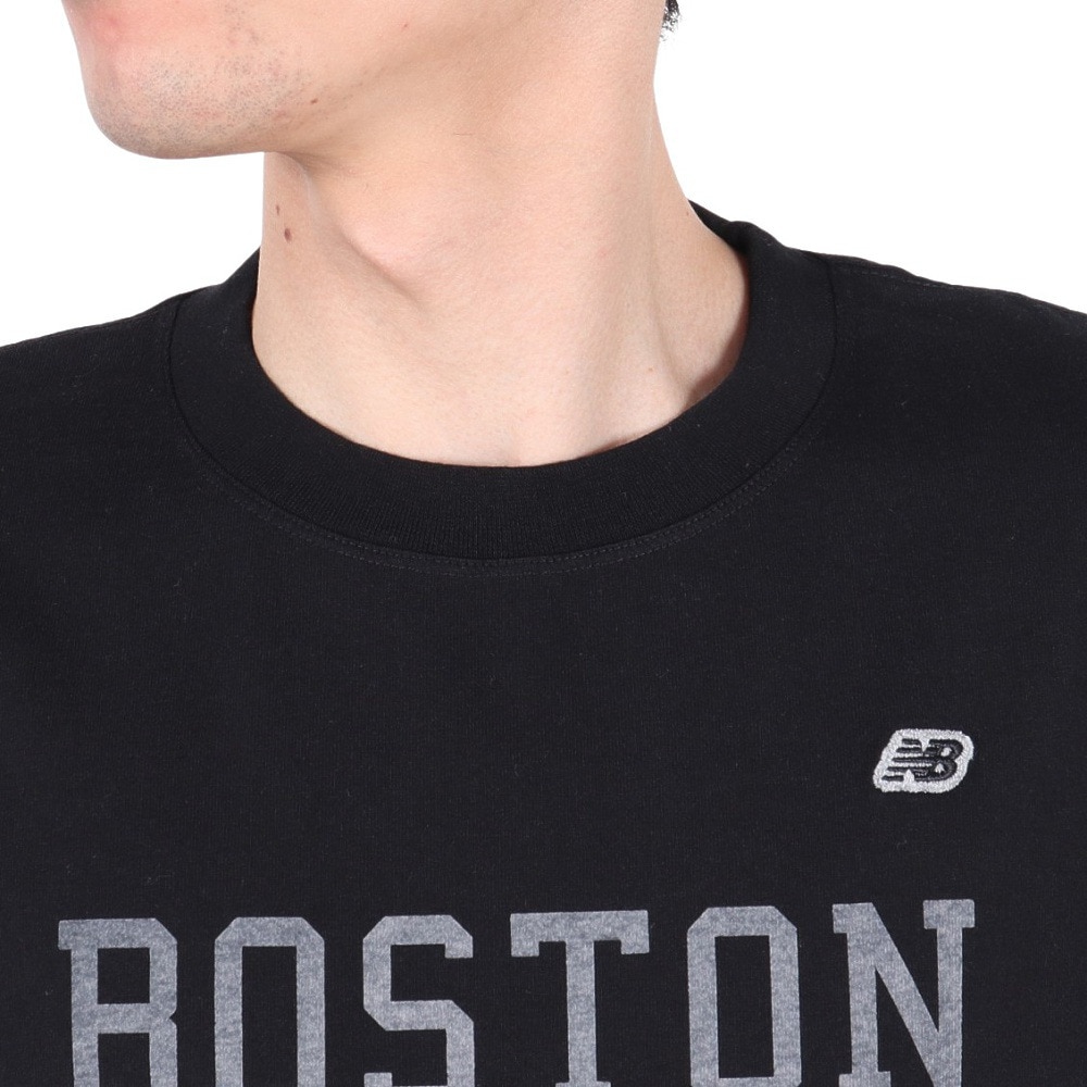 ニューバランス（new balance）（メンズ）半袖Tシャツ メンズ 黒 900 ボストン82 ロゴプリント AMT25066BK