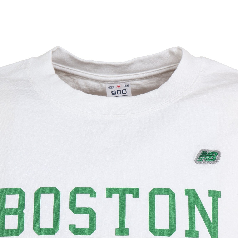 ニューバランス（new balance）（メンズ）半袖Tシャツ メンズ 白 900 ボストン82 ロゴプリント AMT25066WT