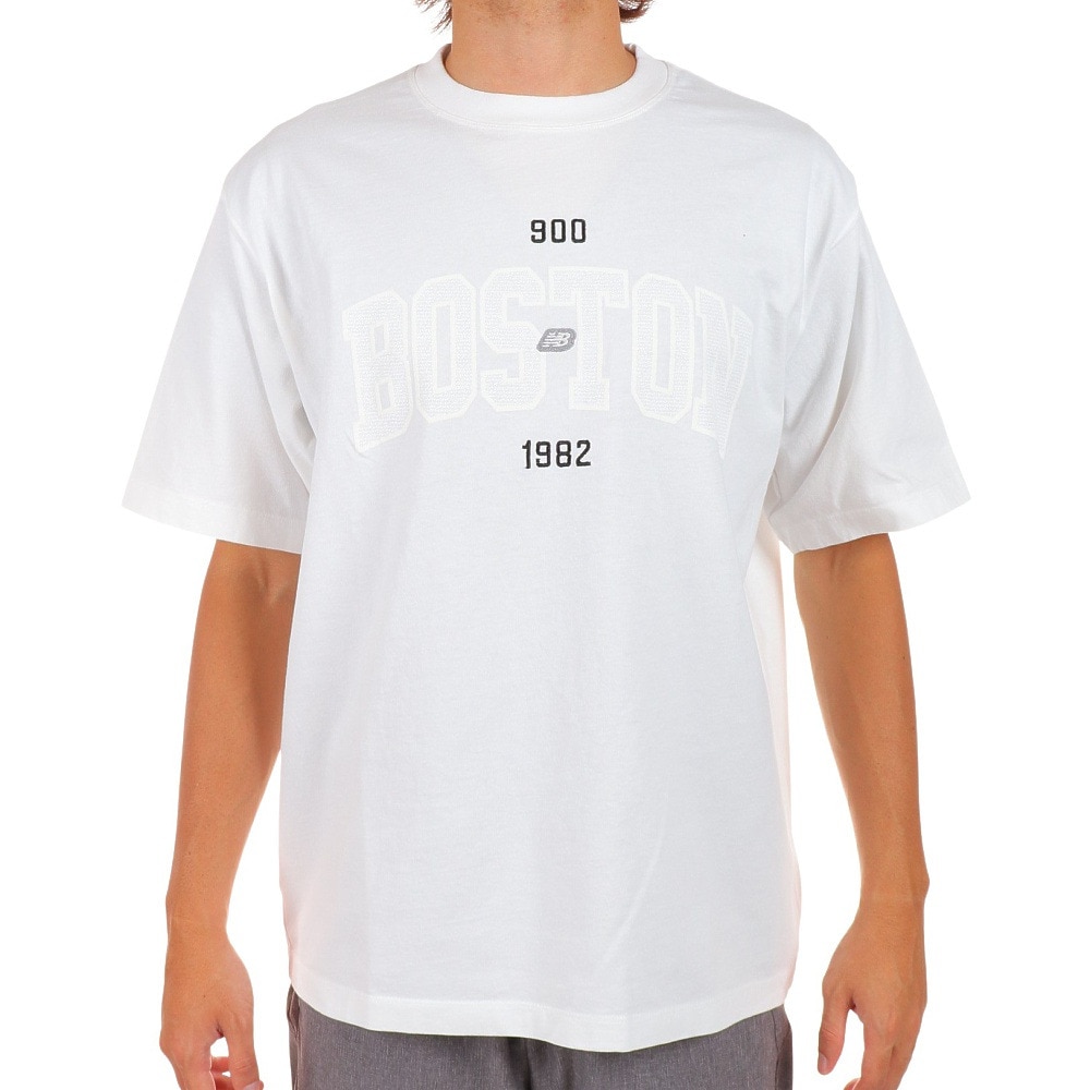 ニューバランス（new balance）（メンズ）半袖Tシャツ メンズ 白 900 ボストンロゴ AMT25070WT