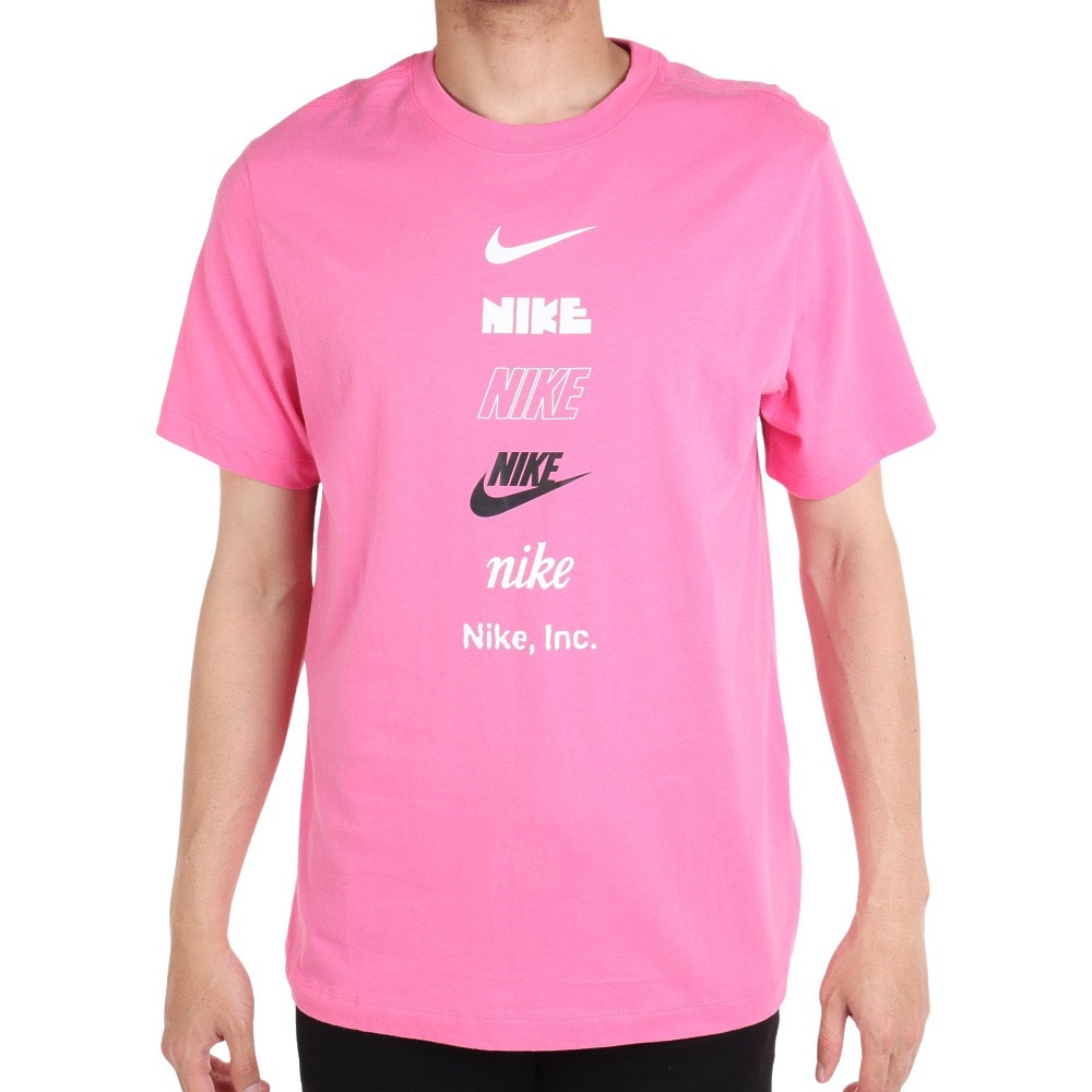 ナイキ（NIKE）（メンズ）半袖Tシャツ メンズ ピンク NSW クラブ+ HDY PK4 ロゴプリント DZ2876-684