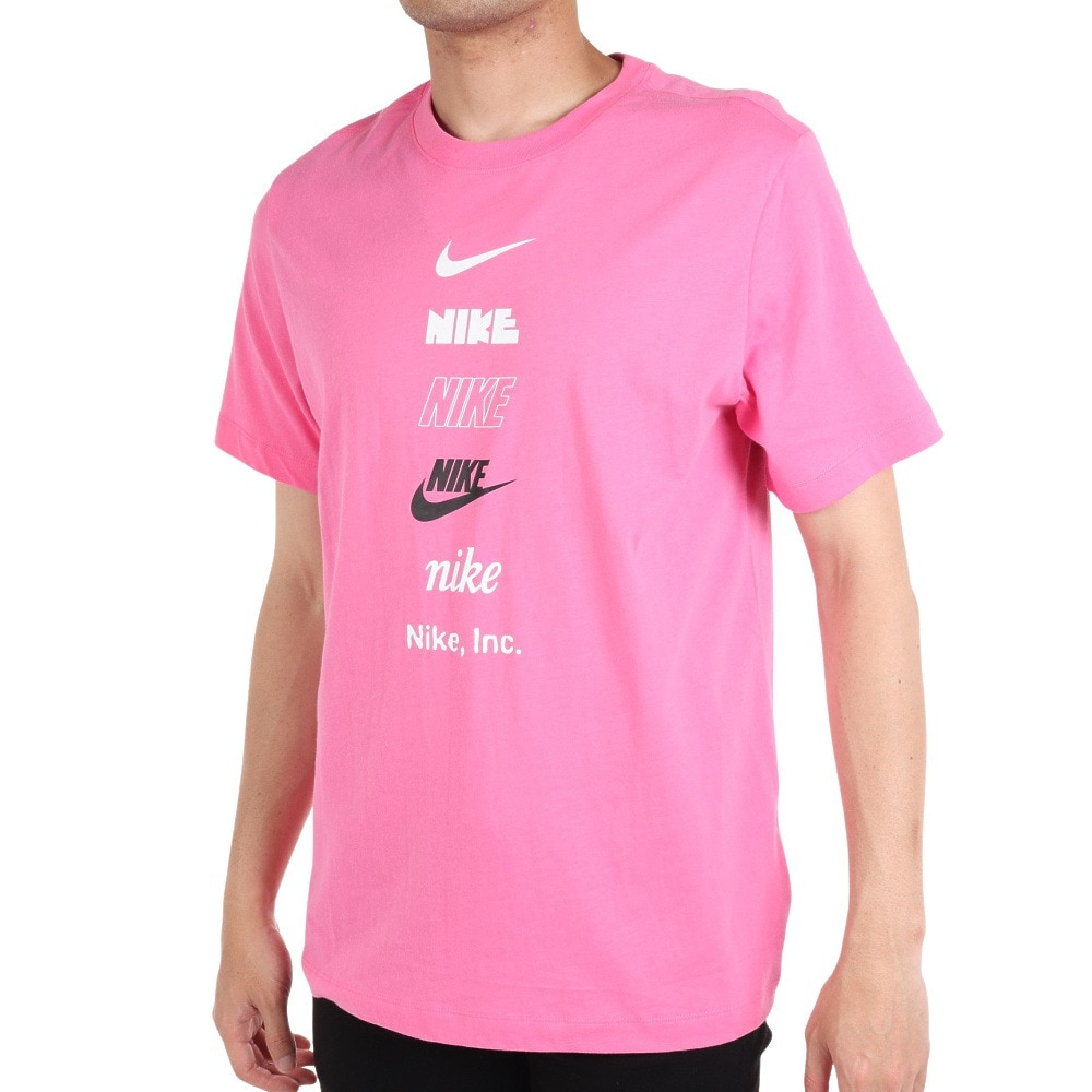 ナイキ（NIKE）（メンズ）Tシャツ トップス 半袖 ピンク NSW クラブ+ HDY PK4 ロゴプリント DZ2876-684 スポーツウェア