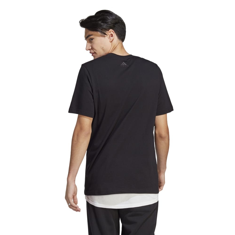 アディダス（メンズ）半袖Tシャツ メンズ  黒 エッセンシャルズ リニア刺しゅうロゴECQ98-IC9274