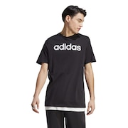アディダス(メンズ)半袖Tシャツ メンズ  黒 エッセンシャルズ リニア刺しゅうロゴECQ98-IC9274