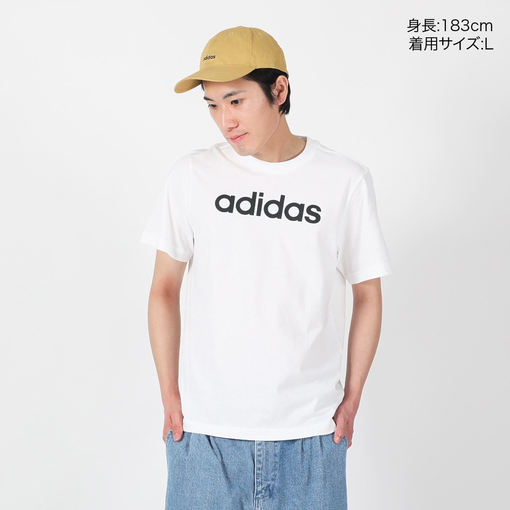 アディダス（adidas）（メンズ）半袖Tシャツ メンズ 白 エッセンシャルズ リニア刺しゅう ロゴ ECQ98-IC9276