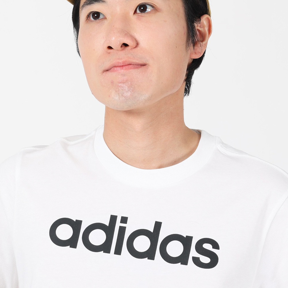 アディダス（メンズ）半袖Tシャツ メンズ 白 エッセンシャルズ リニア刺しゅう ロゴ ECQ98-IC9276