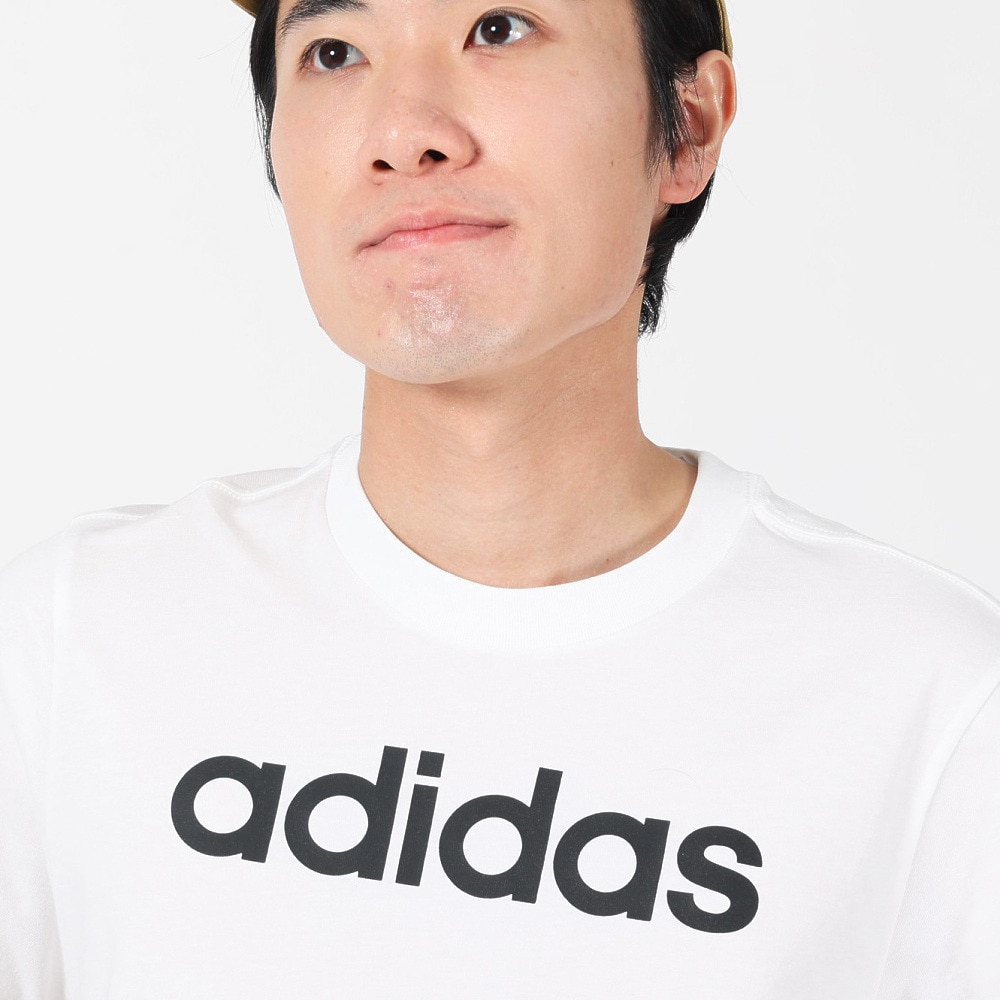 アディダス（adidas）（メンズ）半袖Tシャツ メンズ 白 エッセンシャルズ リニア刺しゅう ロゴ ECQ98-IC9276