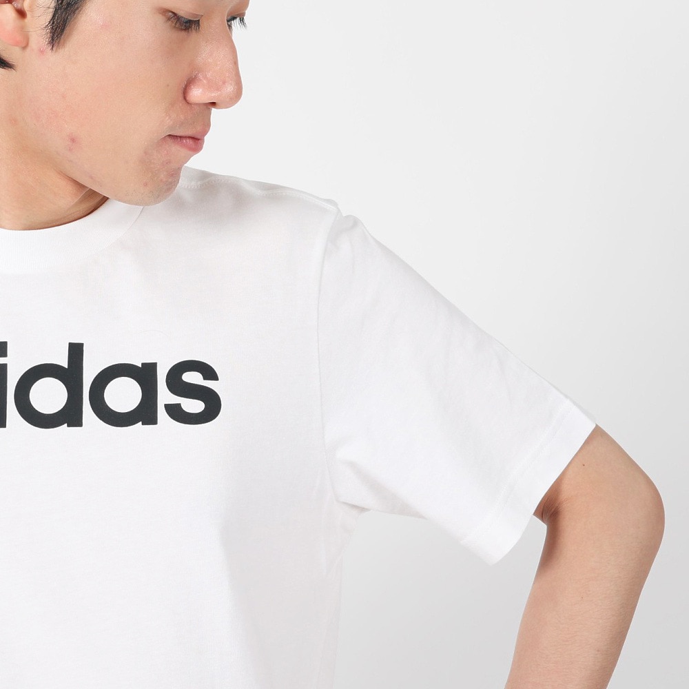 アディダス（メンズ）半袖Tシャツ メンズ 白 エッセンシャルズ リニア刺しゅう ロゴ ECQ98-IC9276