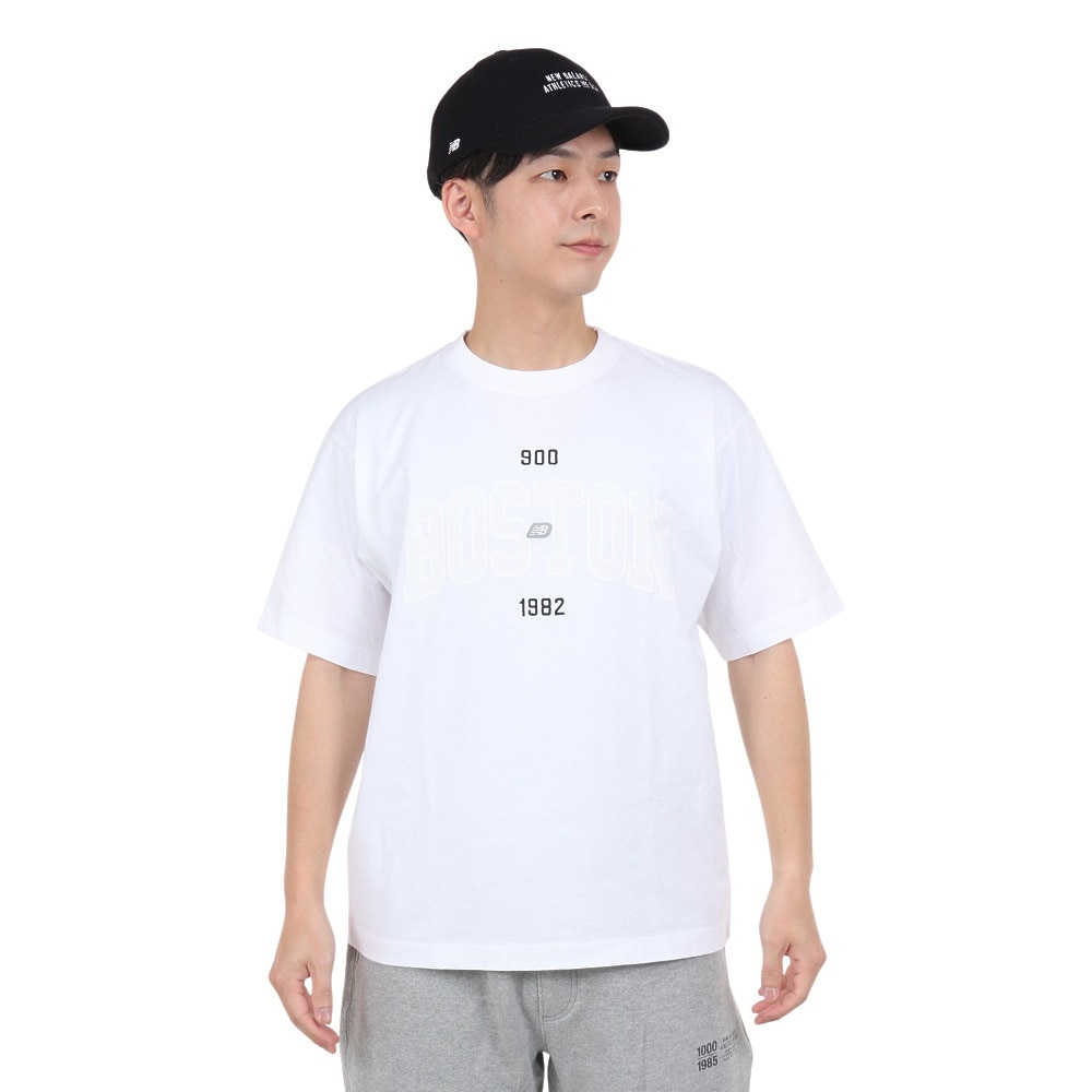 ニューバランス（new balance）（メンズ）半袖Tシャツ メンズ 白 900 ボストンロゴプリントTシャツ AMT35149WT