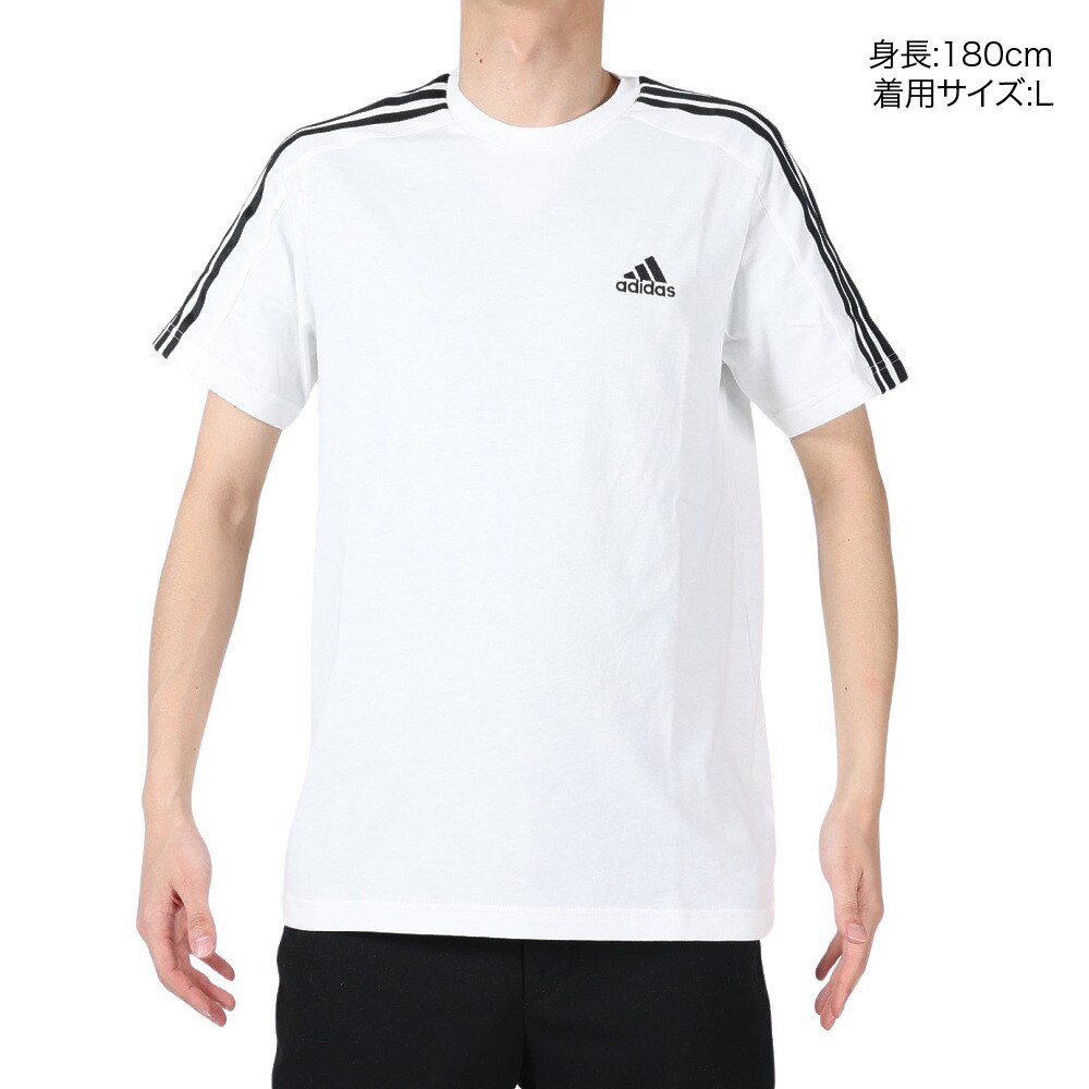 アディダス（adidas）（メンズ）Tシャツ 半袖 メンズ 白 エッセンシャルズ シングルジャージー  ECQ97-IC9336